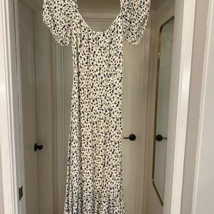 Blue and White Floral Midi Reformation Dress